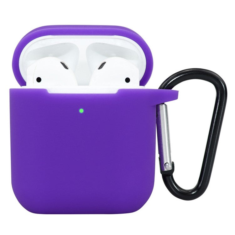 For Apple AirPods 4 Silicone Case Bluetooth Earphones Protective Sleeve with Hook - Purple