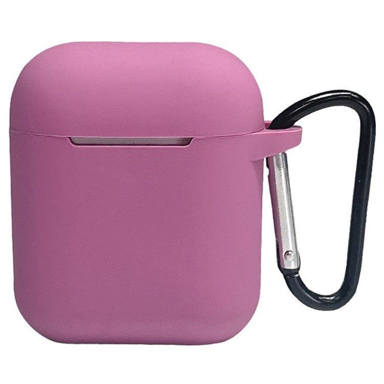 For Apple AirPods 4 Silicone Case Bluetooth Earphones Protective Sleeve with Hook - Rose