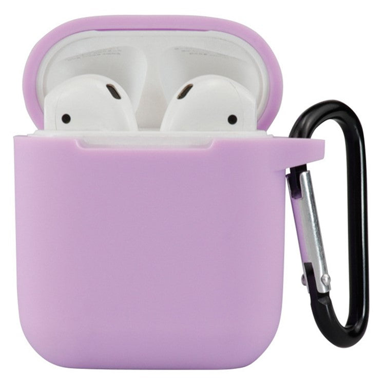 For Apple AirPods 4 Silicone Case Bluetooth Earphones Protective Sleeve with Hook - Light Purple