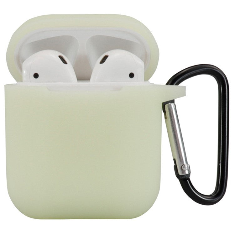 For Apple AirPods 4 Silicone Case Bluetooth Earphones Protective Sleeve with Hook - Luminous Green