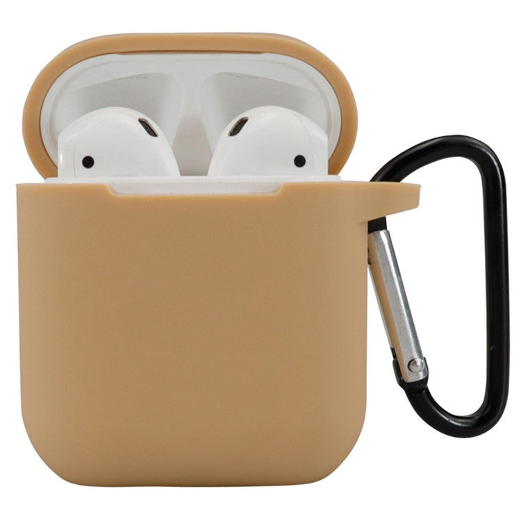 For Apple AirPods 4 Silicone Case Bluetooth Earphones Protective Sleeve with Hook - Khaki