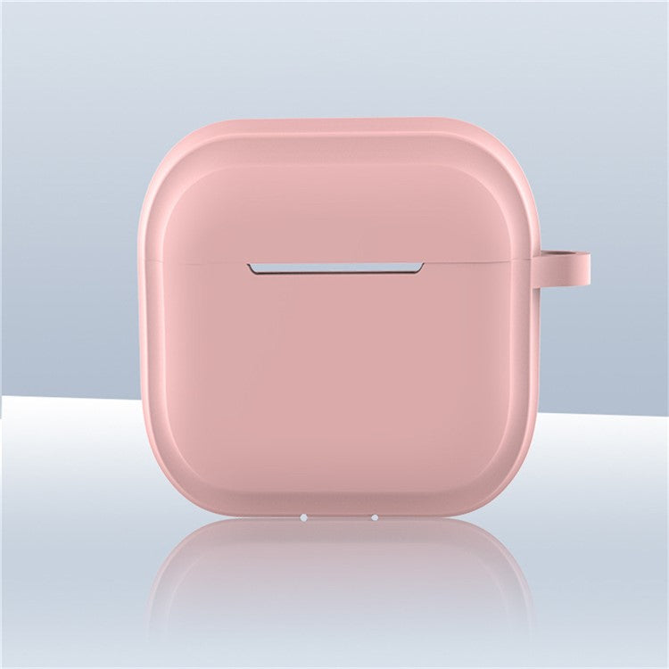 For AirPods 4 Case Bluetooth Earphone Silicone Case Protective Cover with Bamboo Shape Lanyard - Pink