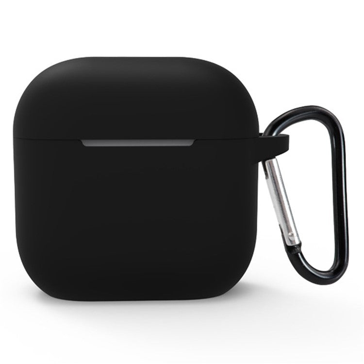 For Apple AirPods 4 Silicone Case Bluetooth Earphones Integrate Protective Sleeve with Hook - Black