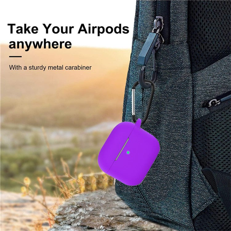 For Apple AirPods 4 Silicone Case Bluetooth Earphones Integrate Protective Sleeve with Hook - Black