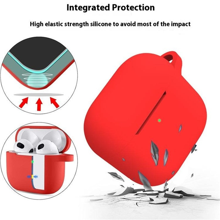 For Apple AirPods 4 Silicone Case Bluetooth Earphones Integrate Protective Sleeve with Hook - White