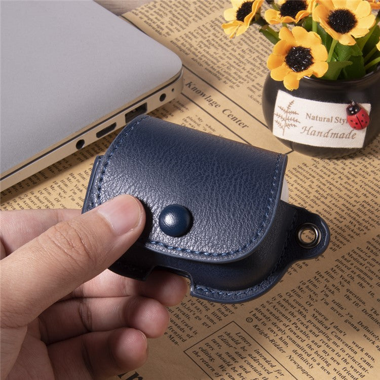 For AirPods 4 Charging Case Cover Backpack Style Leather+PC Earbuds Protective Case - Blue