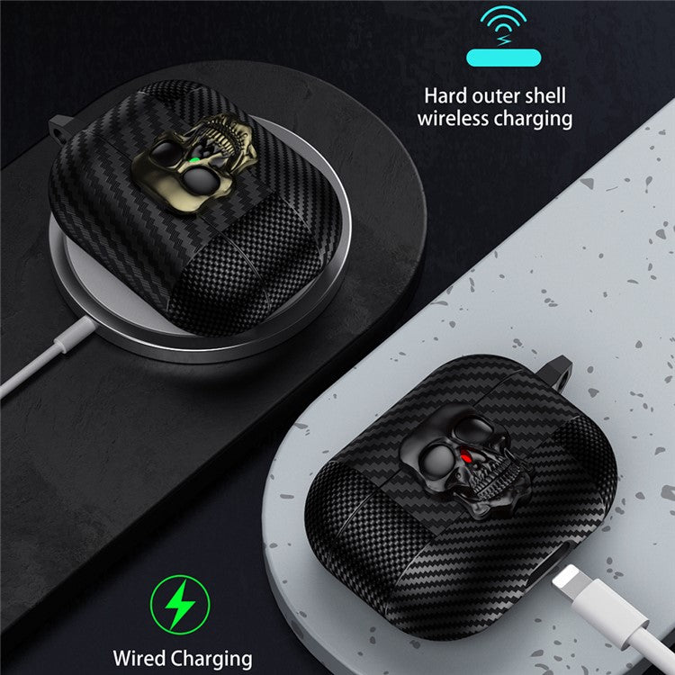 TPU + Metal Earphone Cover For Apple AirPods with Charging Case (2016)  /  (2019)  /  AirPods with Wireless Charging Case (2019) - Black