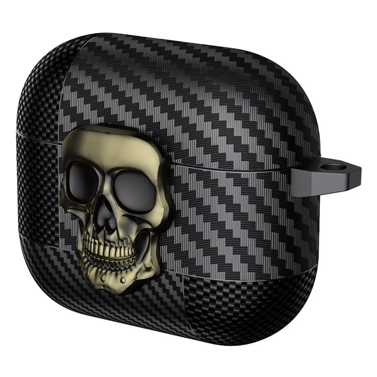 For Apple AirPods 3 Protective Case Skull Design Snap Switch TPU + Metal Earphone Cover with Carabiner - Bronze