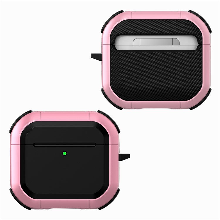 For AirPods 4 with ANC Protective Case TPU+PC Anti-Drop Earphone Cover with Carabiner - Pink