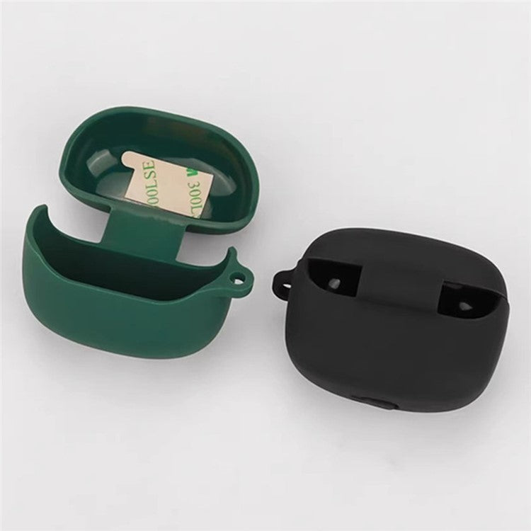 For JBL Tune Beam 2 Earphone Cover Soft Silicone Protective Case with Anti-Lost Buckle - Black