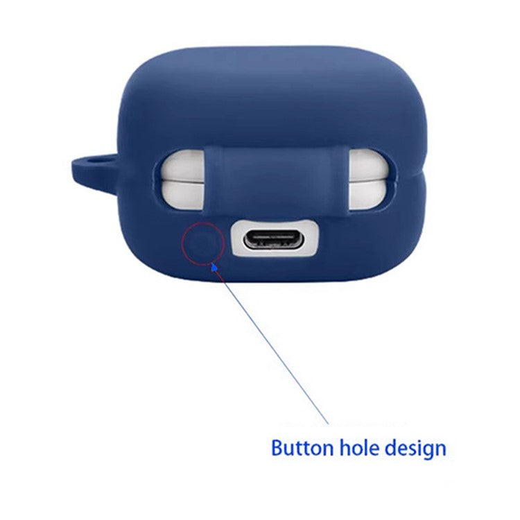 For Sony LinkBuds Open WF-L910 Case Bluetooth Earbud Silicone Cover with Anti-Lost Buckle - Midnight Blue