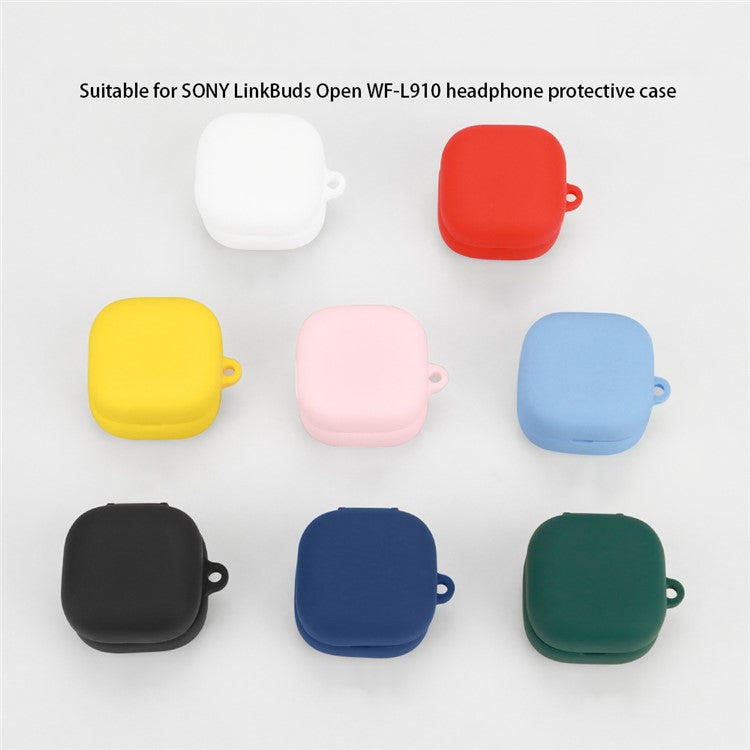 For Sony Linkbuds Open WF-L910 Case Bluetooth Earbud Silicone Cover with Anti-Lost Buckle - White