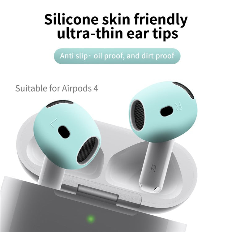 For AirPods 4 Earbuds Anti-Slip Silicone Cover Bluetooth Earphones Earmuffs Ear Tips - Black