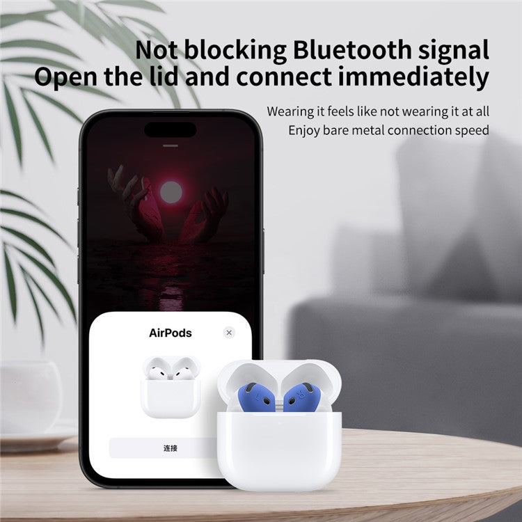 For AirPods 4 Earbuds Anti-slip Silicone Cover Bluetooth Earphones Earmuffs Ear Tips - Dark Blue