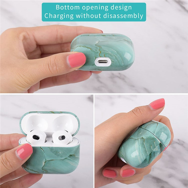 For AirPods 4 Protective Case Marble Pattern Anti-Drop Hard PC Earphone Charging Box Cover - S09