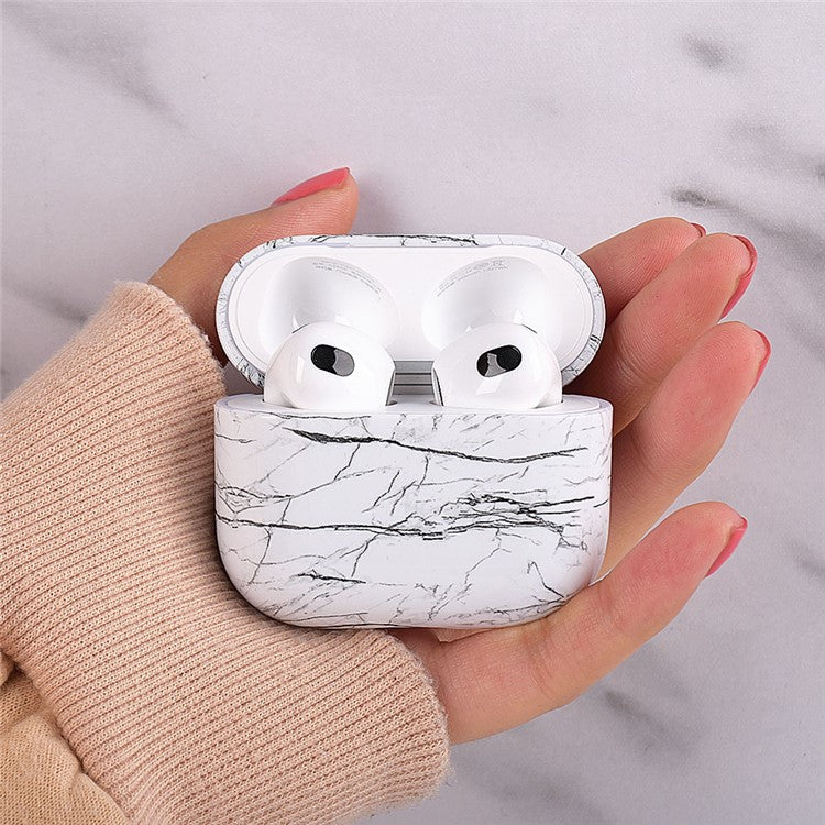 For AirPods 4 Protective Case Marble Pattern Anti-Drop Hard PC Earphone Charging Box Cover - S09