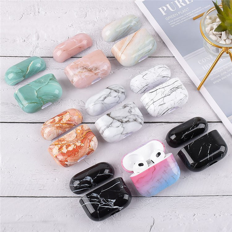 For AirPods 4 Protective Case Marble Pattern Anti-Drop Hard PC Earphone Charging Box Cover - S09