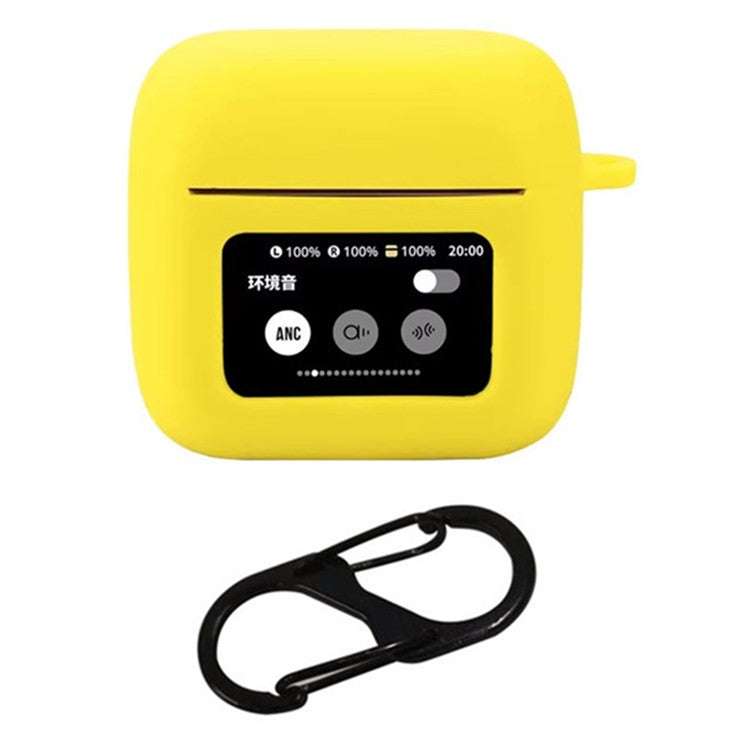 For JBL Tour Pro 3 Bluetooth Earphones Case Soft Silicone Cover with Anti-Lost Buckle - Yellow