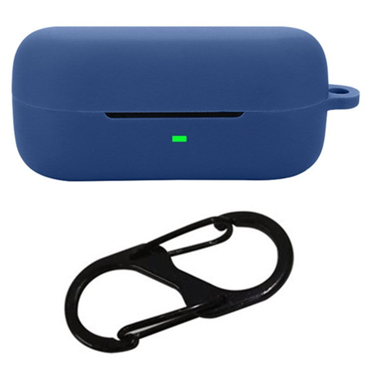 For Sony WF-C510 Bluetooth Earphones Case Soft Silicone Cover with Anti-Lost Buckle - Dark Blue