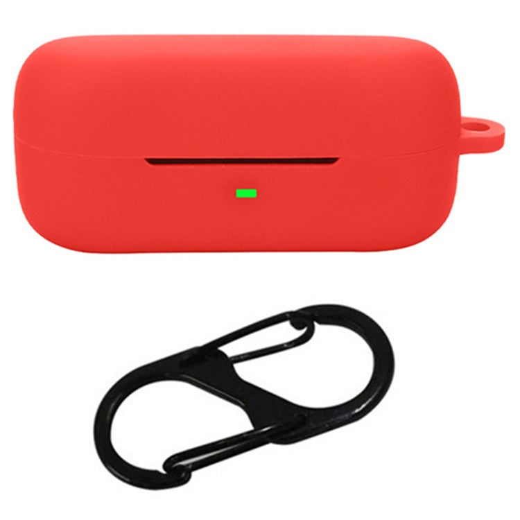 For Sony WF-C510 Bluetooth Earphones Case Soft Silicone Cover with Anti-Lost Buckle - Red