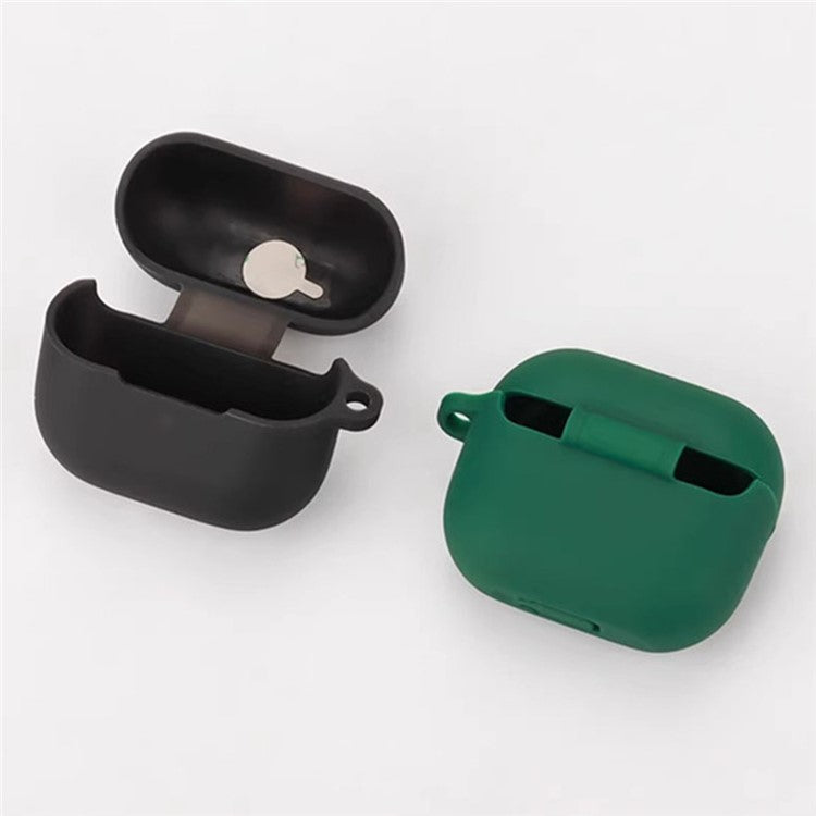 For Samsung Galaxy Buds3 Pro Bluetooth Earphones Case Soft Silicone Cover with Anti-Lost Buckle - Blackish Green