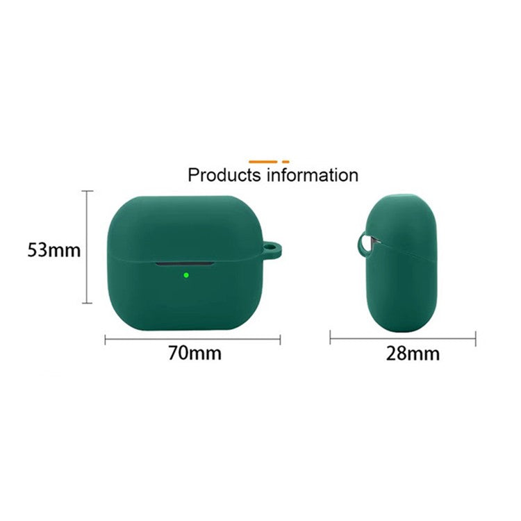 For Samsung Galaxy Buds3 Pro Bluetooth Earphones Case Soft Silicone Cover with Anti-Lost Buckle - Blackish Green