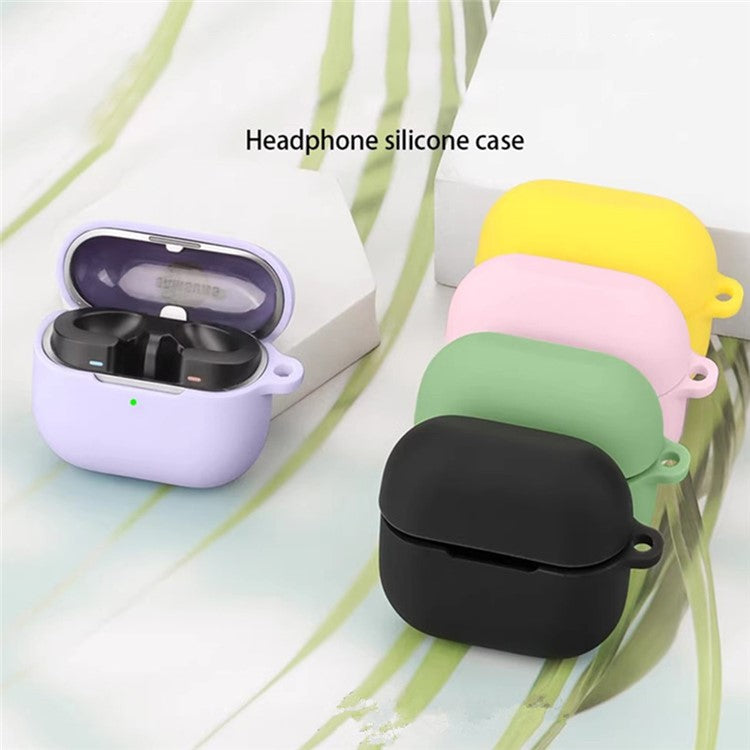 For Samsung Galaxy Buds3 Pro Bluetooth Earphones Case Soft Silicone Cover with Anti-Lost Buckle - Blackish Green