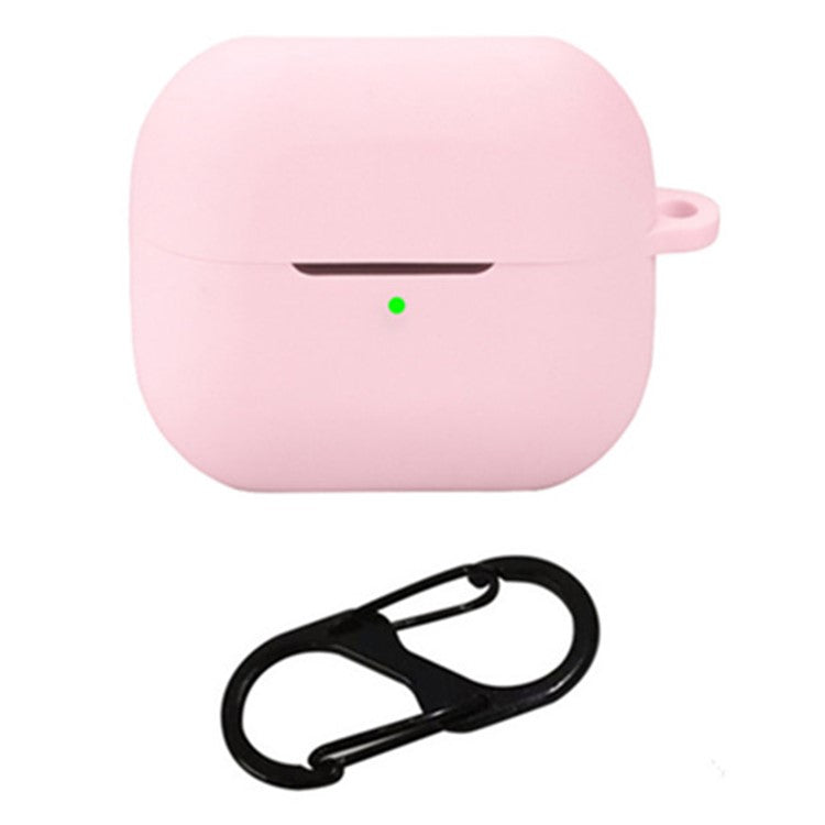 For Samsung Galaxy Buds3 Pro Bluetooth Earphones Case Soft Silicone Cover with Anti-Lost Buckle - Pink