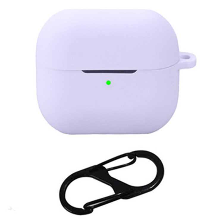 For Samsung Galaxy Buds3 Pro Bluetooth Earphones Case Soft Silicone Cover with Anti-Lost Buckle - Purple