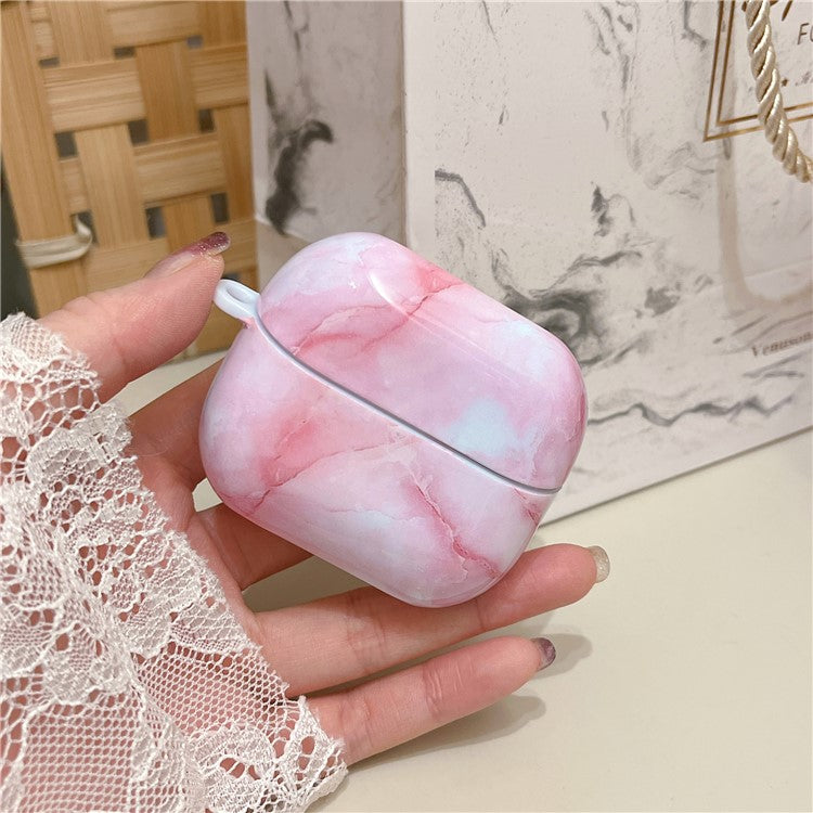 For Samsung Galaxy Buds3 Pro / Buds3 Case Marble Pattern Bluetooth Earphone Matte PC Cover - Light Pink