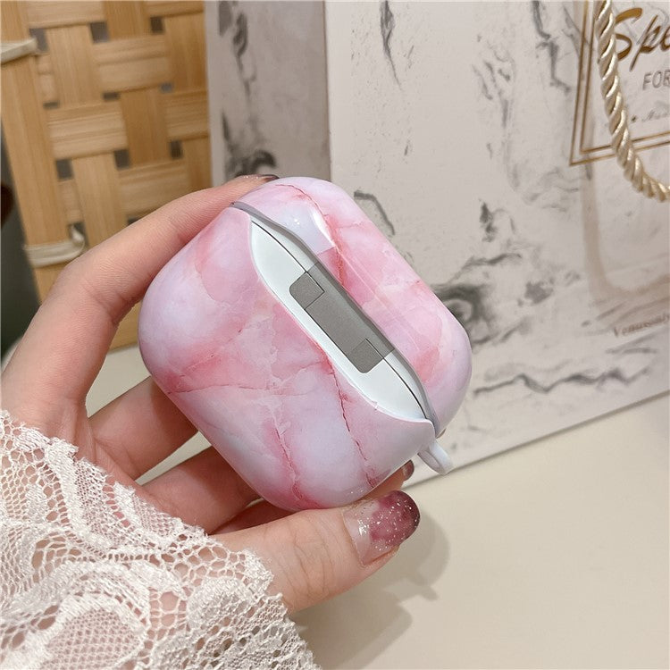 For Samsung Galaxy Buds3 Pro / Buds3 Case Marble Pattern Bluetooth Earphone Matte PC Cover - Light Pink