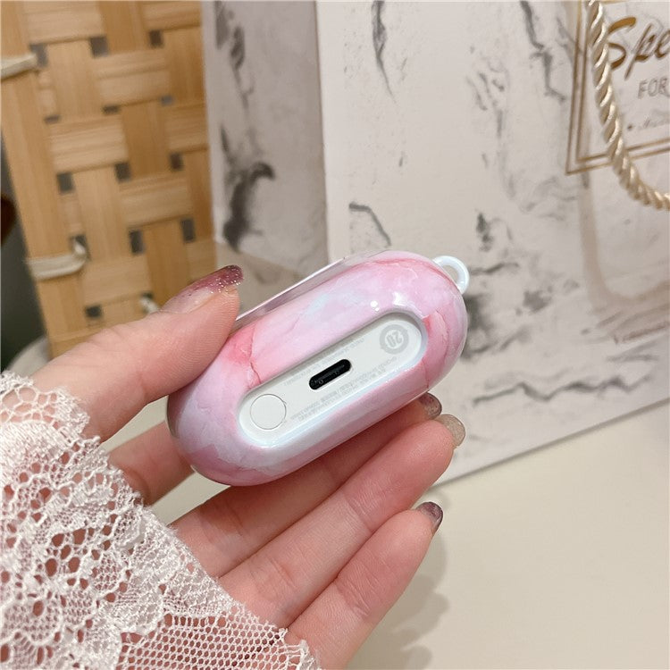 For Samsung Galaxy Buds3 Pro / Buds3 Case Marble Pattern Bluetooth Earphone Matte PC Cover - Light Pink