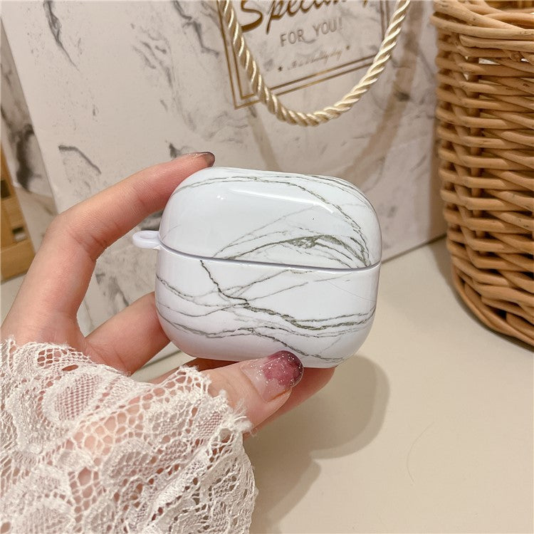 For Samsung Galaxy Buds3 Pro / Buds3 Case Marble Pattern Bluetooth Earphone Matte PC Cover - White