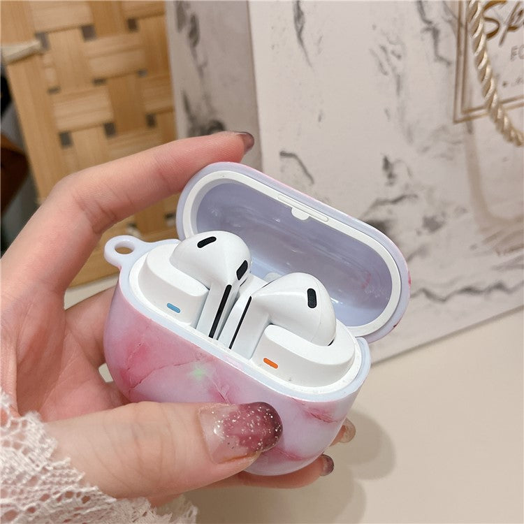 For Samsung Galaxy Buds3 Pro / Buds3 Case Marble Pattern Bluetooth Earphone Matte PC Cover - White