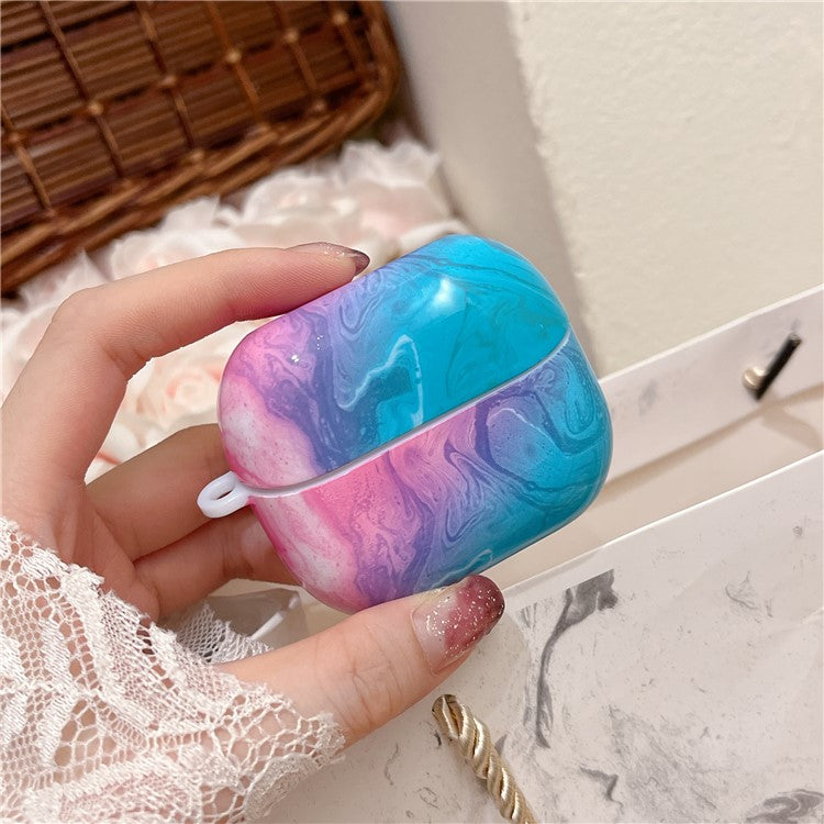 For Samsung Galaxy Buds3 Pro / Buds3 Case Marble Pattern Bluetooth Earphone Matte PC Cover - Pink Blue