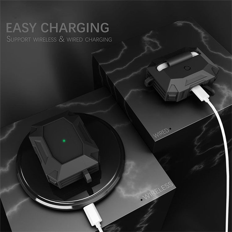 DIROSE A19 Drop Proof Protective Soft Skin Silicone Earphone Case Support Wireless Charging Case with Anti-Lost Ear Hook for AirPods Pro - Black