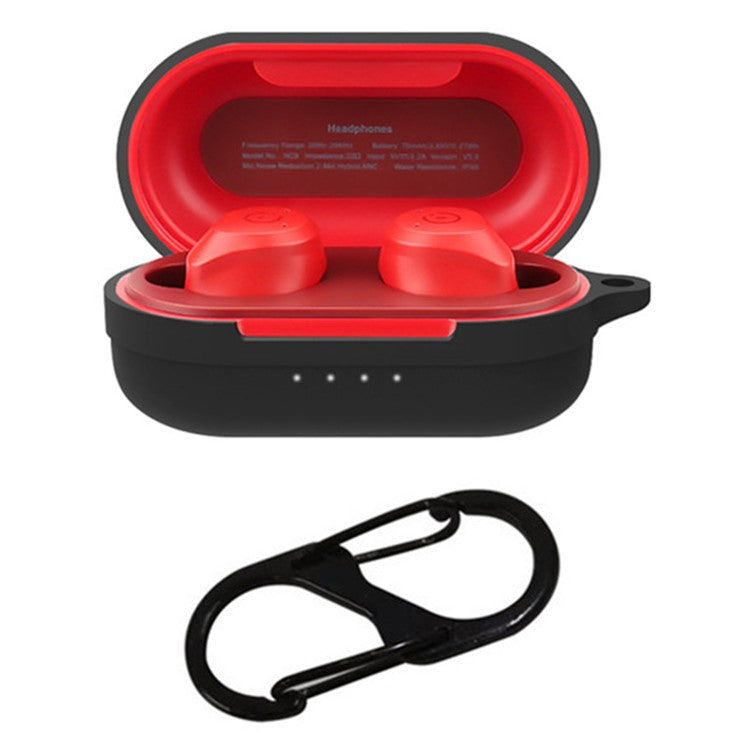 For TOZO NC9 Case Bluetooth Earphones Soft Silicone Cover with Anti-Lost Buckle - Black