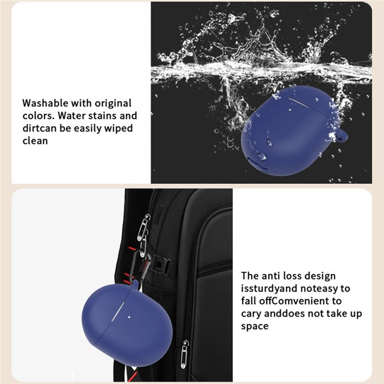 For Google Pixel Buds Pro 2 Case with Carabiner Bluetooth Earphone Silicone Protective Cover - Dark Blue