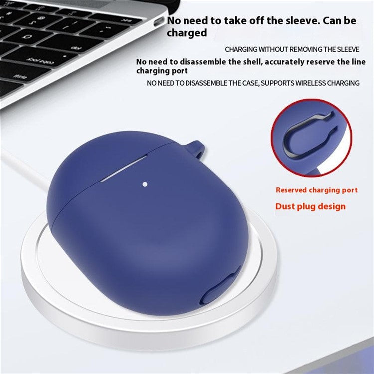 For Google Pixel Buds Pro 2 Case with Carabiner Bluetooth Earphone Silicone Protective Cover - Dark Blue