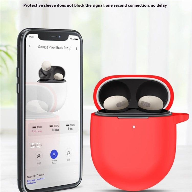 For Google Pixel Buds Pro 2 Case with Carabiner Bluetooth Earphone Silicone Protective Cover - Red