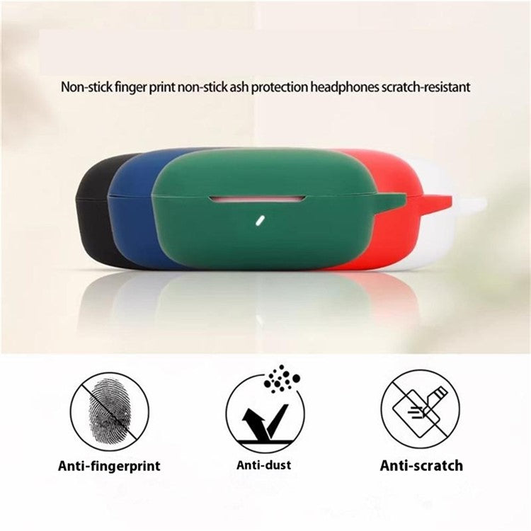 For JBL T280TWS X3 Case with Anti-Lost Buckle Bluetooth Earbuds Silicone Protective Cover - Blackish Green