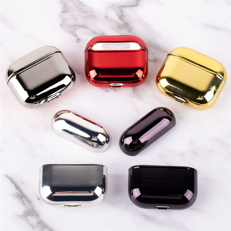 For AirPods 4 PC Hard Case Electroplating Earphone Protective Cover - Black