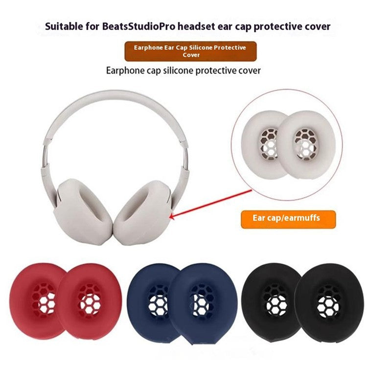 For Beats Studio Pro Silicone Case Headset Ear Cushion Protective Cover Wear Resistant Scratch Proof - Black