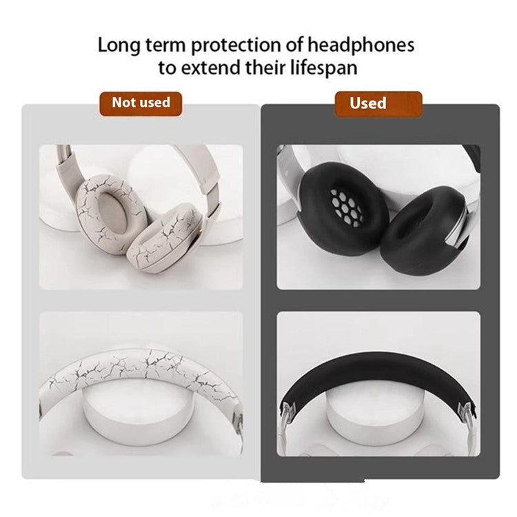 For Beats Studio Pro Protective Silicone Case Set with 2 Earcup Cover and Headband Cover - Beige