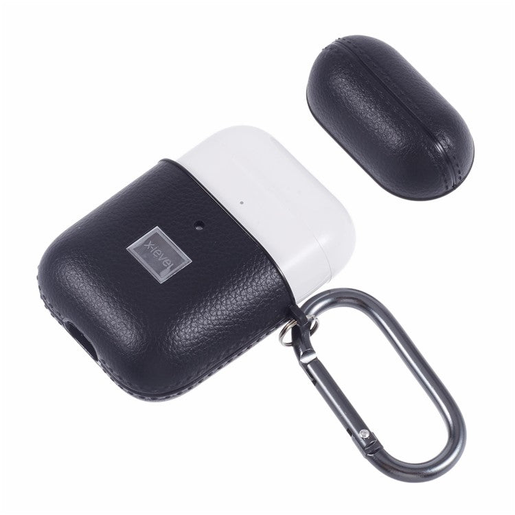 X-LEVEL For AirPods Pro 2 / AirPods Pro Earphone Case Litchi Texture PU Leather TPU Cover with Carabiner - Black