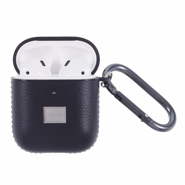 X-LEVEL For AirPods Pro 2 / AirPods Pro Earphone Case Litchi Texture PU Leather TPU Cover with Carabiner - Black