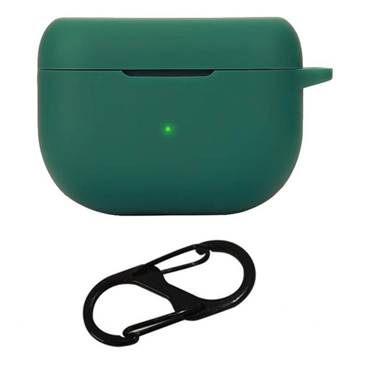 For Jabra Elite 10 Gen 2 Case with Anti Lost Buckle Bluetooth Earbuds Silicone Protective Cover - Blackish Green