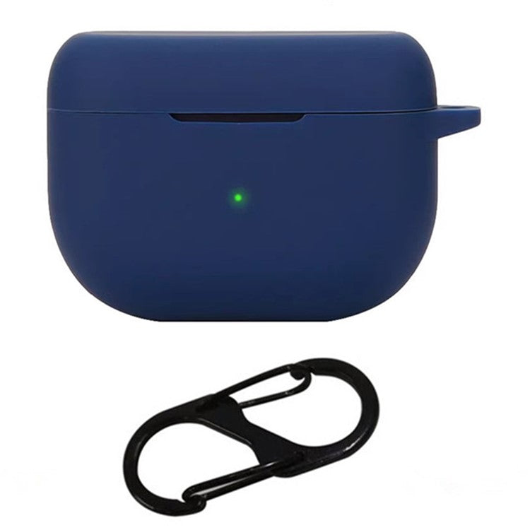 For Jabra Elite 10 Gen 2 Case with Anti Lost Buckle Bluetooth Earbuds Silicone Protective Cover - Dark Blue