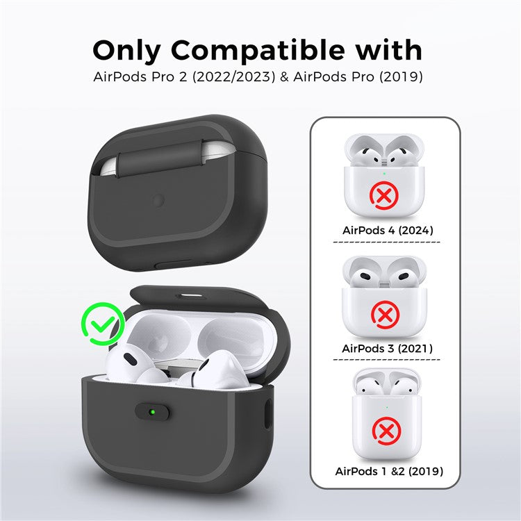 AHASTYLE JY17 For AirPods Pro 2 / AirPods Pro Silicone Protective Case with Lock Clasp Integrated Design - Black