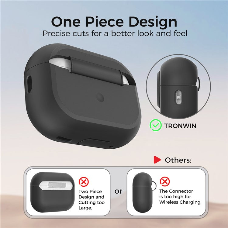 AHASTYLE JY17 For AirPods Pro 2 / AirPods Pro Silicone Protective Case with Lock Clasp Integrated Design - Black